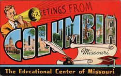 Greetings From Columbia Missouri, Educational Center Postcard