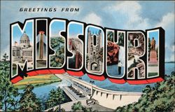 Greetings From Missouri Large Letter Postcard
