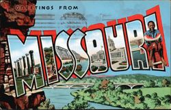Greetings From Missouri Large Letter Postcard