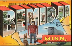 Greetings From Bemidji, Paul Bunyan Playground Postcard