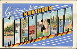 Greetings From Northern Minnesota Large Letter Postcard