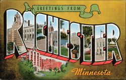 Greetings From Rochester Minnesota Large Letter Postcard