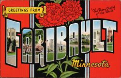 Greetings From Faribault, Peony Capital, Large Letter Views Postcard