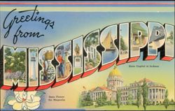 Greetings from Mississippi Large Letter, State Capitol Postcard