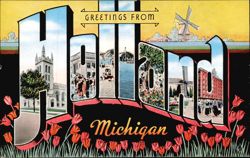 Greetings From Holland Michigan Large Letter Postcard