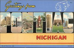Greetings from Pontiac Michigan Large Letter Postcard