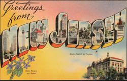Greetings from New Jersey Large Letter, State Capital, Violet Postcard