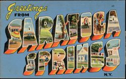 Greetings From Saratoga Springs Large Letter Postcard