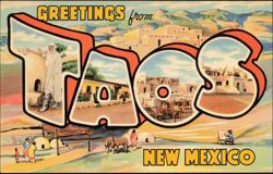 Greetings from Taos Large Letter Scenes Postcard