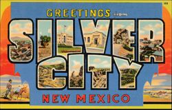 Silver City New Mexico Large Letter Scenes Postcard