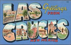 Las Cruces Large Letter Greetings Postcard