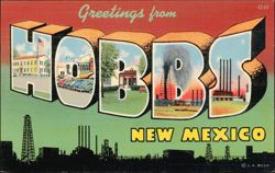 Greetings from Hobbs New Mexico Large Letter Postcard