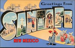 Greetings From Santa Fe Large Letter Postcard
