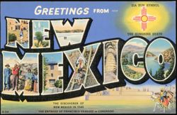 Greetings From New Mexico, Zia Sun Symbol, Coronado Postcard