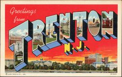 Greetings from Trenton N.J. Large Letter Views Postcard
