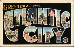 Greetings from Atlantic City Large Letter Postcard