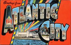 Greetings from Atlantic City Large Letter Views Postcard