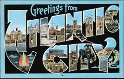 Greetings from Atlantic City, Boardwalk, Steel Pier, Hotels Postcard