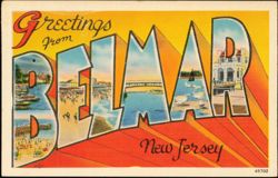 Greetings from Belmar Large Letter Scenes Postcard