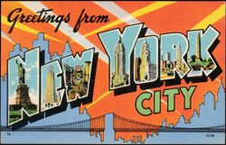 Greetings from New York City Large Letter Landmarks Postcard