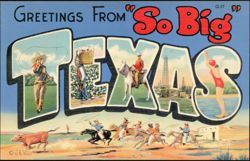 Greetings From So Big Texas Large Letter Postcard