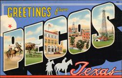 Greetings from Pecos Texas Large Letter Postcard
