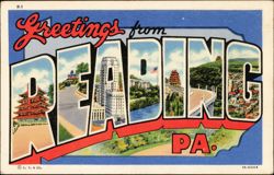 Greetings from Reading, PA Large Letter Postcard