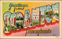 Greetings from Scranton Pennsylvania Large Letter Postcard