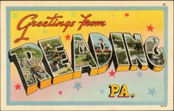 Greetings From Reading Large Letter Postcard
