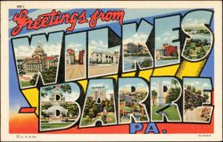 Greetings from Wilkes-Barre, PA Large Letter Postcard