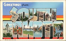 Greetings from South Dakota Large Letter Postcard