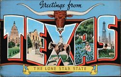Greetings from Texas Large Letter, The Lone Star State Postcard
