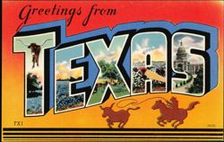 Greetings from Texas Large Letter Postcard