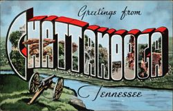 Greetings from Chattanooga Large Letter Cannon Postcard