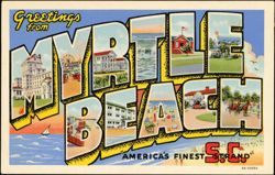 Greetings from Myrtle Beach Large Letter Postcard