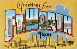 Greetings from Fort Worth Texas, City Views Postcard