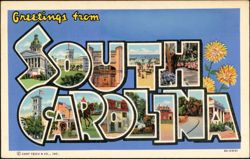 Greetings from South Carolina Large Letter Postcard
