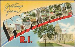 Greetings from Providence R.I. Large Letter, State House Postcard