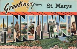 Greetings from St. Marys, Pennsylvania Large Letter Postcard