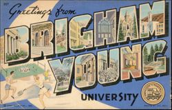 Greetings from Brigham Young University Large Letter, Tennis Players Postcard