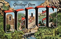 Greetings from Ogden Large Letter Postcard