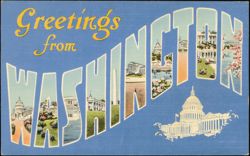 Greetings from Washington D.C. Landmarks Postcard