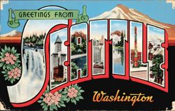 Greetings From Seattle Large Letter Postcard