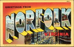 Greetings From Norfolk Virginia Large Letter Postcard