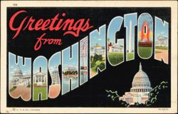 Greetings from Washington Large Letter Postcard