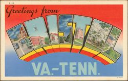 Greetings from Bristol Large Letter Virginia / Tennesee Postcard