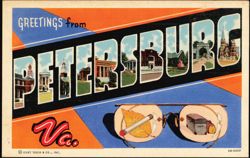 Greetings from Petersburg Large Letter with Tobacco Theme Postcard