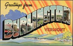 Large Letter Greetings from Burlington Postcard