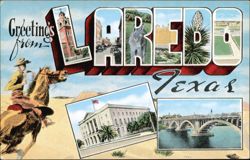 Greetings from Laredo Texas Large Letter Views Postcard