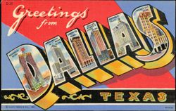 Greetings from Dallas Texas Large Letter Buildings Postcard